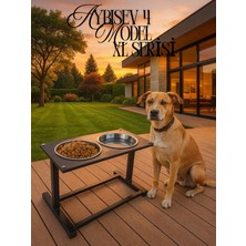 Büyük Irk Köpekler Için Yükseltilebilir Metal Mama-Su Kabı Standı | Xl Boy