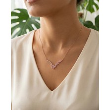 BG Jewellery Pırlanta Montür Rose Taşlı 925 Ayar Gümüş Kolye