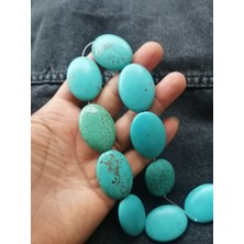 Madamera Yassı Oval Turkuaz Dizi 10 Adet 35 mm x 25 mm Ma4