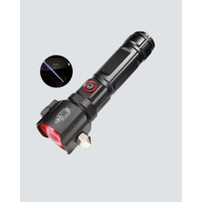 Sepetink Çekiçli Pusulalı Acil Durum Feneri USB Şarjlı Çok Fonksiyonlu