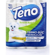 Teno Tuvalet Kağıdı 32’li | Termo Güç Teknolojisi | Daha Kalın, Yumuşak ve Yüksek Emilimli