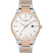 Lee Cooper LC07621.530 Erkek Kol Saati – 44MM Silver-Rose Kasa, Takvimli Şık Tasarım