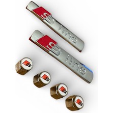 Audi S Line Metal 2 Adet 3D Amblem ve 4 Adet Sibop Kapak Takım