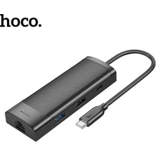 Flamex Hoco HB44 Type-C To HDMI + RJ45 + 100MBPS + Sd/tf + Usb3.0 + Usb2.0 Pd + 4K 30Hz HUB-(5775)