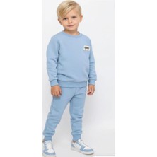 Erkek Çocuk Eşofman Takımı Bisiklet Yaka Düz Renk Rahat Kalıp 2’li Set