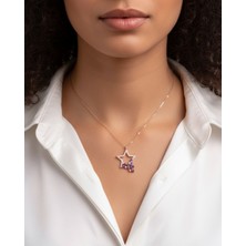 BG Jewellery Ametist Taşlı Yıldız 925 Ayar Gümüş Kolye