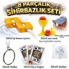 Fredeom Store 8’li Sihirbazlık Seti (Kibrit, Defter, Halka, Kupa, Ip, 3’lü Kart)