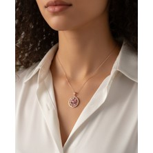 BG Jewellery Yuvarlak Taşlı Renkli Çiçekler 925 Ayar Gümüş Kolye