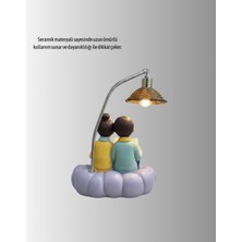 Sepetink Kitap Okuyan Çift Figürlü Gece Lambası Romantik Dekoratif Masa Lambası
