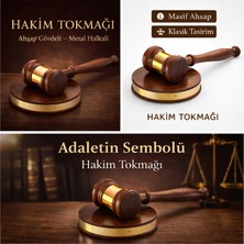 Direkstoktan Ahşap Avukat Hakim Tokmağı - Silver Wooden Judges Gavel