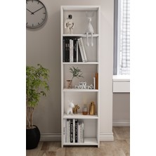 Tumblera Libro Kitaplık 5 Raflı Çok Amaçlı Düzenleyici Raf 160 cm Dekoratif Beyaz