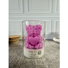 Merz Design Decor Kalpli Ayıcık Teddy Bear Candle %100 Doğal Vegan Soya Wax Kapaklı Kavanoz Mum