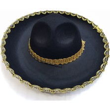 Flamex Nessiworld Altın Renk Şeritli Meksika Mariachi Latin Şapkası 55 cm Çocuk