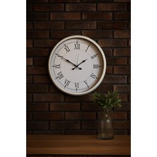 Akıllı Durak 52 cm Beyaz Metal Roma Rakamlı Duvar Saati