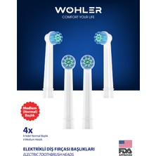 Wohler Şarjlı ve Pilli Diş Fırçası Yedek Başlığı Oral-B Uyumlu 4 Adet Normal Sertlik