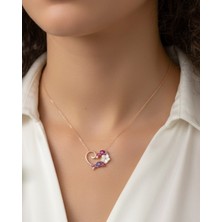 BG Jewellery Manolya Çiçeği Renkli Rose 925 Ayar Gümüş Kolye