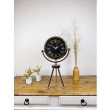 Akıllı Durak Krom Metal Mini Tripod Siyah Retro Masa Saati 45×26 cm