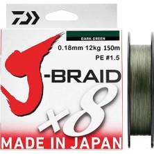 Daiwa J-Braid 8x Dark Green 150 mt 0.18 mm Ip Misina