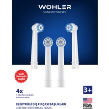 Wohler Şarjlı ve Pilli Diş Fırçası Yedek Başlığı Oral-B Uyumlu 4 Adet Yumuşak - Çocuk ve Yetişkin