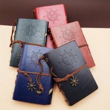 Calperia Küçük Boy Pusula Baskılı Deri Defter