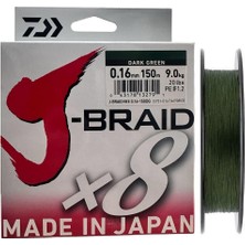 Daiwa J-Braid 8x Dark Green 150 mt 0.16 mm Ip Misina