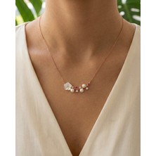 BG Jewellery Inci Detaylı Zarif Rose 925 Ayar Gümüş Kolye