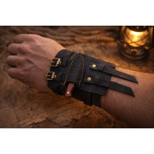 Seymen Bıçakçılık El Yapımı Deri Bileklik ve Gizli Küçük Bıçak Seti – Outdoor, Kamp, Avcı Aksesuarı