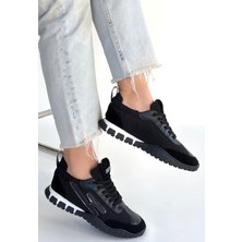 Huer Siyah Nubuk Bağcıklı Spor Ayakkabı