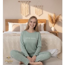 Işılay Kadın Milan Soft Sıfır Yaka Pamuk Uzun Kollu Kadın Pijama Takımı-Rahat Ev Giyim