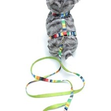 Calperia Kedi Renkli Göğüs Tasması ve Gezdirme Seti PS9637