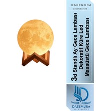 Dasemura 3D Standlı Ay Gece Lambası Dekoratif Küre LED Masaüstü Gece Lambası