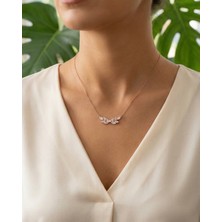 BG Jewellery Taşlı Şık Rose 925 Ayar Gümüş Kolye