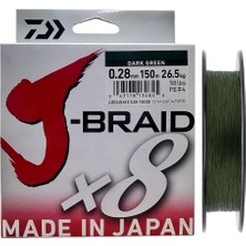 Daiwa J-Braid 8x Dark Green 150 mt 0.28 mm Ip Misina