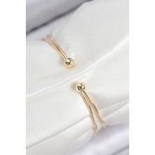 Calperia Pirinç Zirkon Taşlı Su Yolu Model Gold Renk Kadın Bileklik - TJ-BB7857