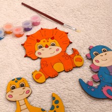 Calperia Dktt Ahşap Oyuncak Odası Dinozor Ahşap Boyama seti-1