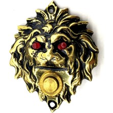 FRY Antika Tarz Dekoratif Pirinç Aslan Kapı Zili - 100X78 Mm, Antik, LED Işıklı