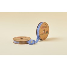 Calperia Biye Ekoseli Katlı E08 Lacivert 2 cm 25 Metre %65 Koton %35 Polyester