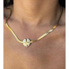 Linda Shop Altın Renk Yonca Figürlü Çelik Kolye