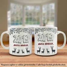 Asilmeydan Yeni Yıl 2019 Mutlu Seneler Geyikli Tasarım Kupa Bardak - Arkadaş ve Sevdiklerinize Hediyelik