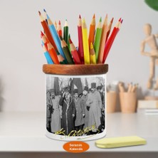 Asilmeydan Paltolu Mustafa Kemal Atatürk Ahşap Seramik Kalemlik -s352