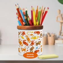 Asilmeydan Renkli Yavru Kedi Desenli Ahşap Seramik Kalemlik - 1191-295