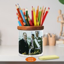 Asilmeydan Mustafa Kemal Atatürk ve Misafiri Ahşap Seramik Kalemlik-419