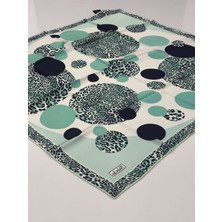 Balse Sura Ipek Eşarp Leopar Desen Su Yeşili Lacivert 5028-4