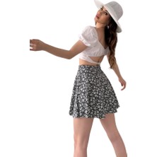 Rory Desenli Krinkıl  Etek -Gri̇