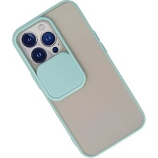 Rory Newface Iphone 13 Pro Kılıf Palm Buzlu Kamera Sürgülü Silikon - Turkuaz