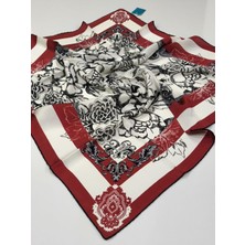 Balse Sura Ipek Eşarp Kırmızı Siyah 5012-1