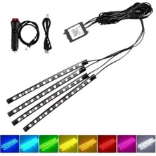 Rory Araç Içi Ayak Altı LED 12 LED Işık Sese Müziğe Duyarlı Rgb Işıklı Aydınlatma Seti