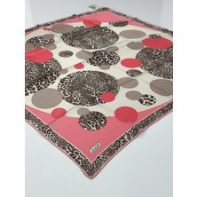 Balse Sura Ipek Eşarp Leopar Desen Mercan Kahve 5028-1