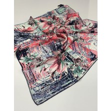 Balse Sura Ipek Eşarp Lacivert Yeşil 5021-2