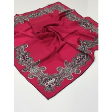 Balse Sura Ipek Eşarp Ortası Boş Desen Varaklı Fuşya 5000-1